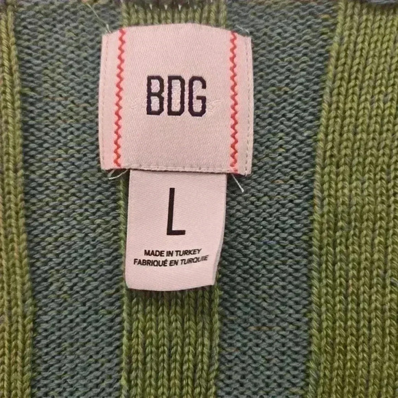 BDG Urban Outfitters V-Neck Striped Ribbed Knit Cropped Sweater Green Size Large - Picture 5 of 8